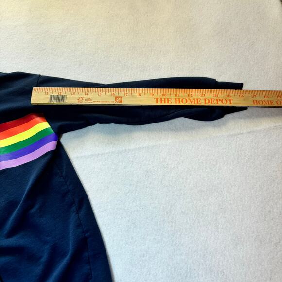 Wonder Nation Girls Navy Blue Rainbow Stripe Hooded Sweatshirt L 10-12 - Picture 4 of 6